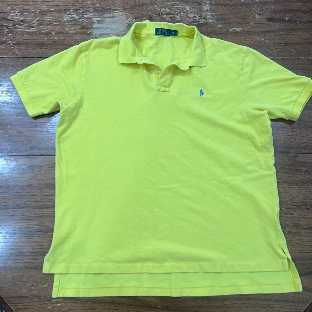 Polo Ralph Lauren Men's short-sleeve polo shirt XL Yellow with blue pony logo